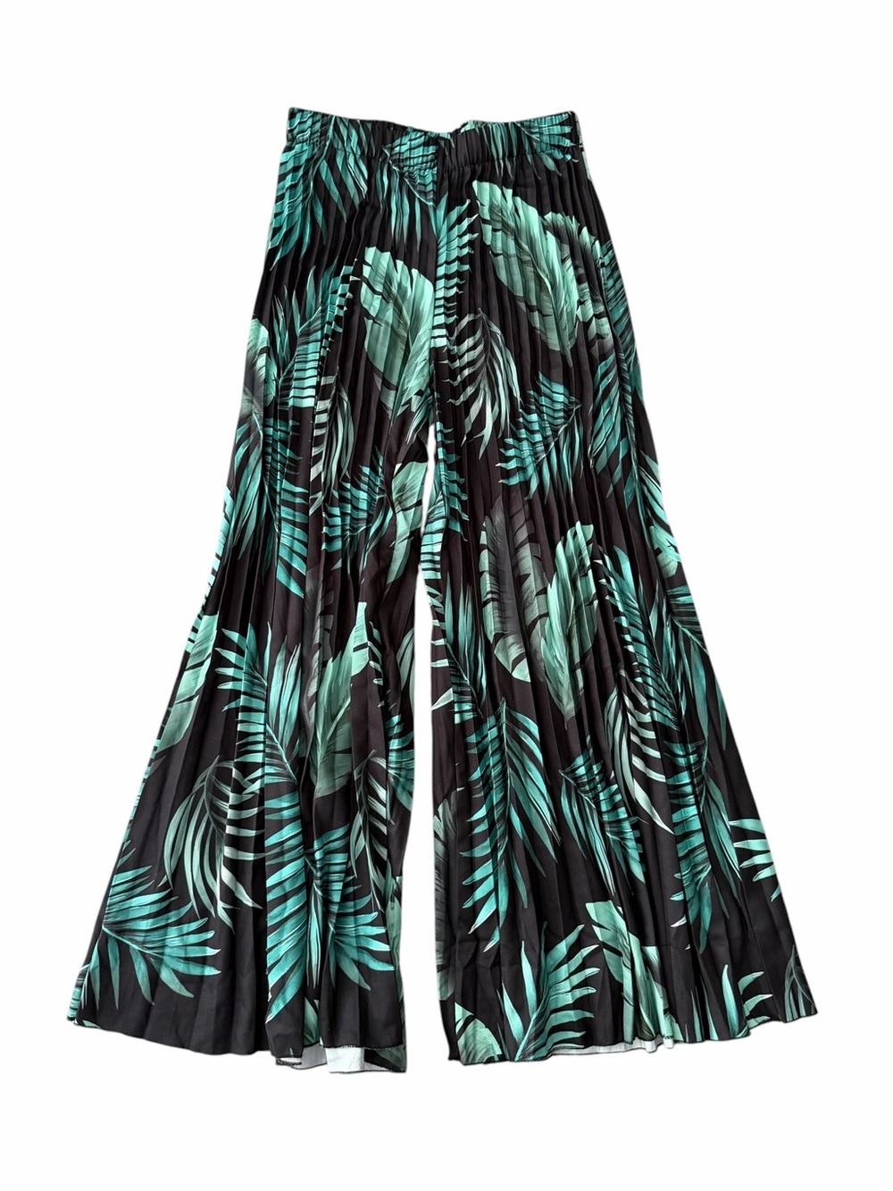 Wide Leg High Waisted Palazzo Tropical Palm Leaf Pants Women Large Vacation
